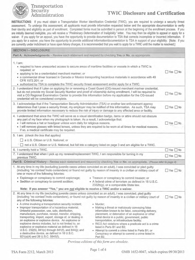  Printable Tsa Application Forms 2013-2024